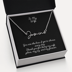 Signature Name Necklace w/ Wife Message Card