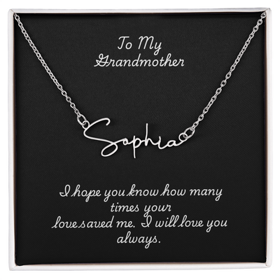 Signature Name Necklace w/ Grandmother Message Card