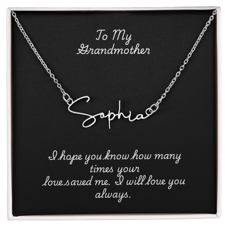 Signature Name Necklace w/ Grandmother Message Card