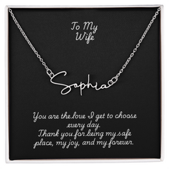 Signature Name Necklace w/ Wife Message Card