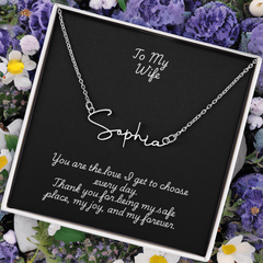 Signature Name Necklace w/ Wife Message Card