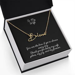 Signature Name Necklace w/ Wife Message Card