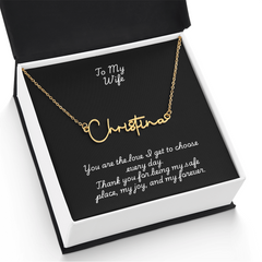Signature Name Necklace w/ Wife Message Card