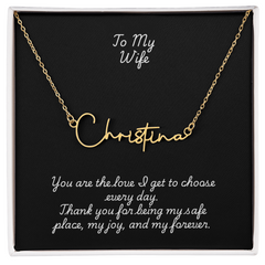 Signature Name Necklace w/ Wife Message Card