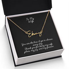 Signature Name Necklace w/ Wife Message Card