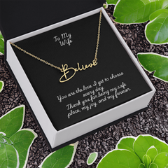 Signature Name Necklace w/ Wife Message Card