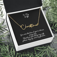 Signature Name Necklace w/ Wife Message Card
