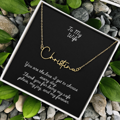 Signature Name Necklace w/ Wife Message Card