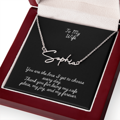 Signature Name Necklace w/ Wife Message Card