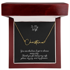 Signature Name Necklace w/ Wife Message Card