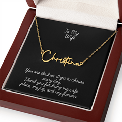 Signature Name Necklace w/ Wife Message Card