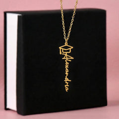 Graduation Cap Name Necklace