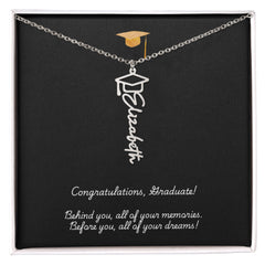 Graduation Cap Name Necklace w Message Card1