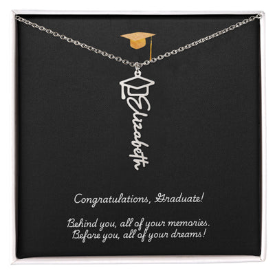Graduation Cap Name Necklace w Message Card1