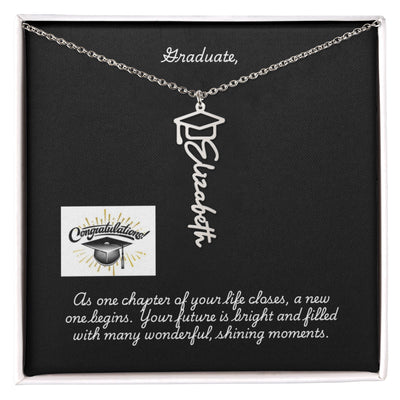 Graduation Cap Name Necklace w Message Card3