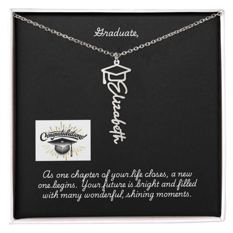 Graduation Cap Name Necklace w Message Card3