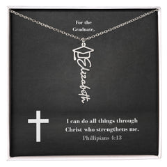 Graduation Cap Name Necklace w Message Card2