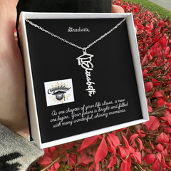 Graduation Cap Name Necklace w Message Card3