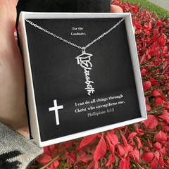 Graduation Cap Name Necklace w Message Card2