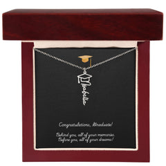 Graduation Cap Name Necklace w Message Card1
