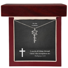 Graduation Cap Name Necklace w Message Card2