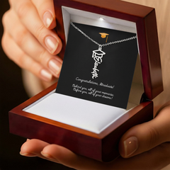 Graduation Cap Name Necklace w Message Card1