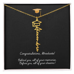 Graduation Cap Name Necklace w Message Card1