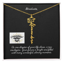 Graduation Cap Name Necklace w Message Card3