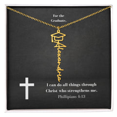 Graduation Cap Name Necklace w Message Card2