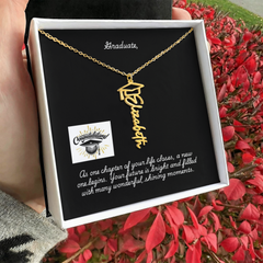 Graduation Cap Name Necklace w Message Card3