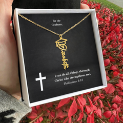 Graduation Cap Name Necklace w Message Card2