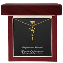 Graduation Cap Name Necklace w Message Card1