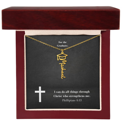 Graduation Cap Name Necklace w Message Card2