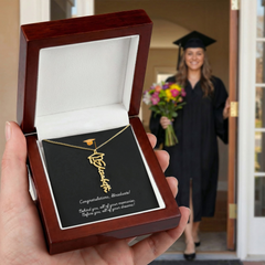 Graduation Cap Name Necklace w Message Card1