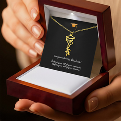 Graduation Cap Name Necklace w Message Card1