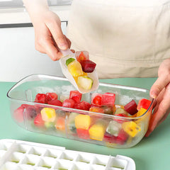 Silicone Square Ice Cube Maker with Lid and Storage Box
